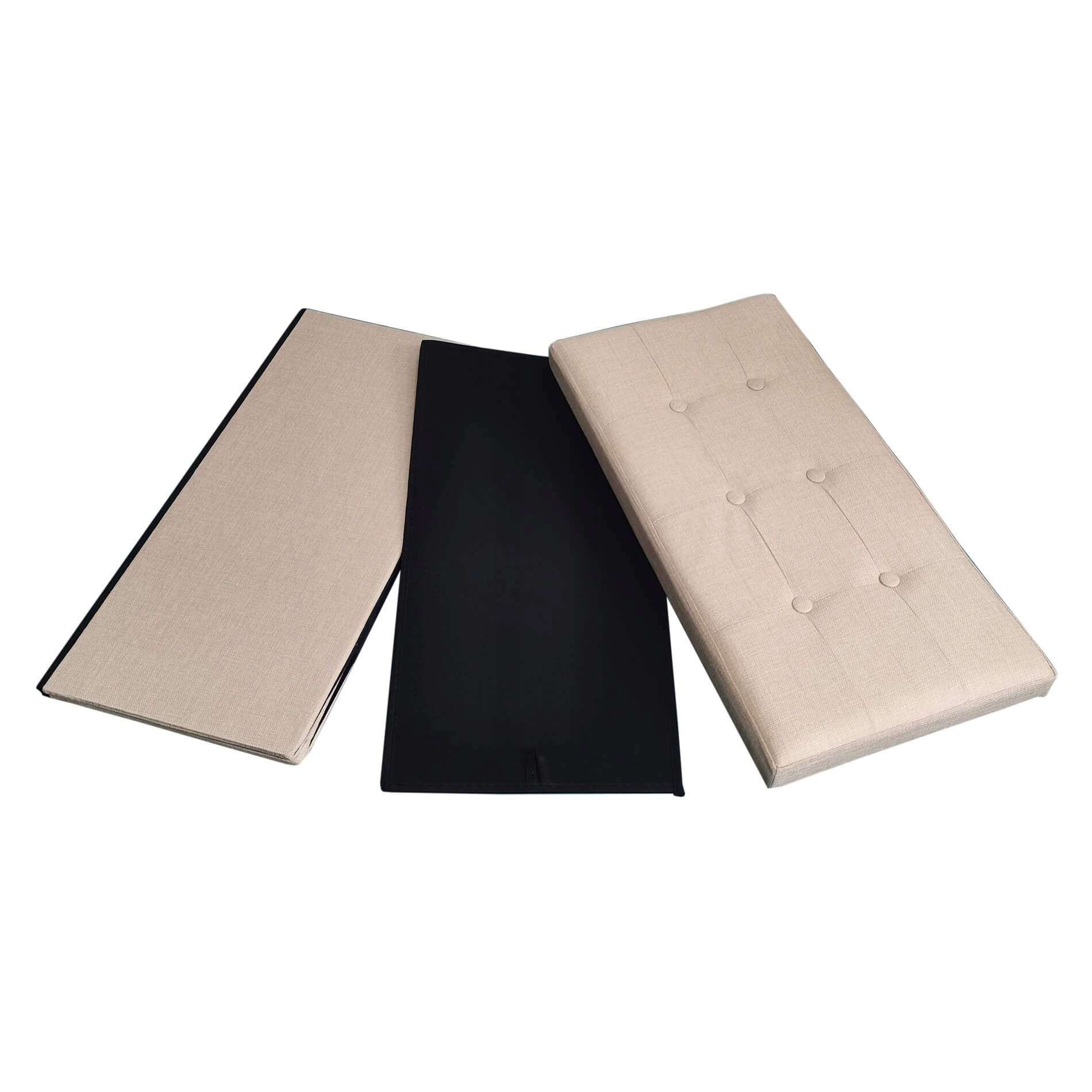 Rebecca Mobili Puf Prostokątny Beżowy Z Pojemnikiem i Pokrywą Podnóżek Głębokość mebla 38 cm