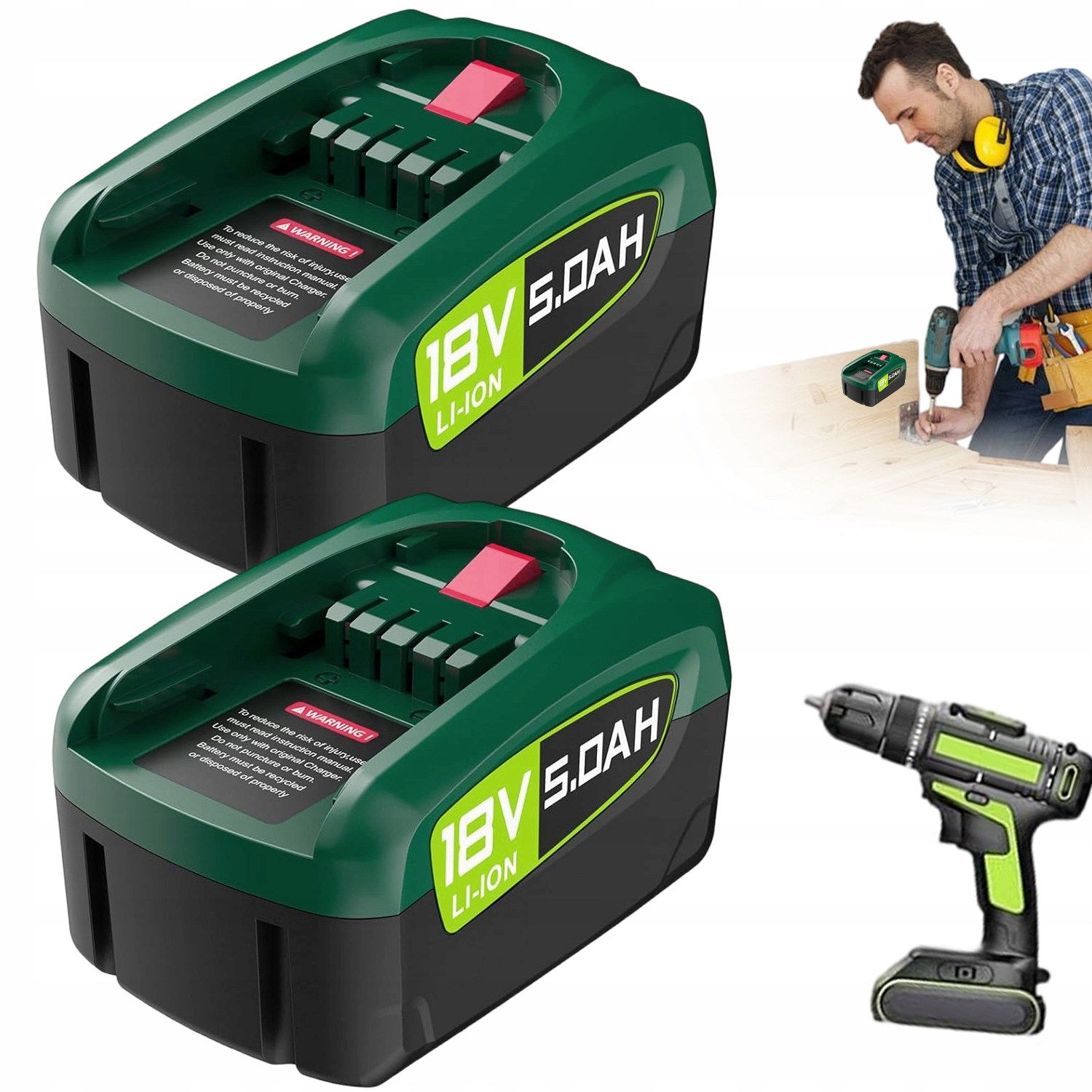 Akumulator x2 18V Li-ion 5,0AH Bateria Ładowarka Narzędzi Szybka Do Bosch