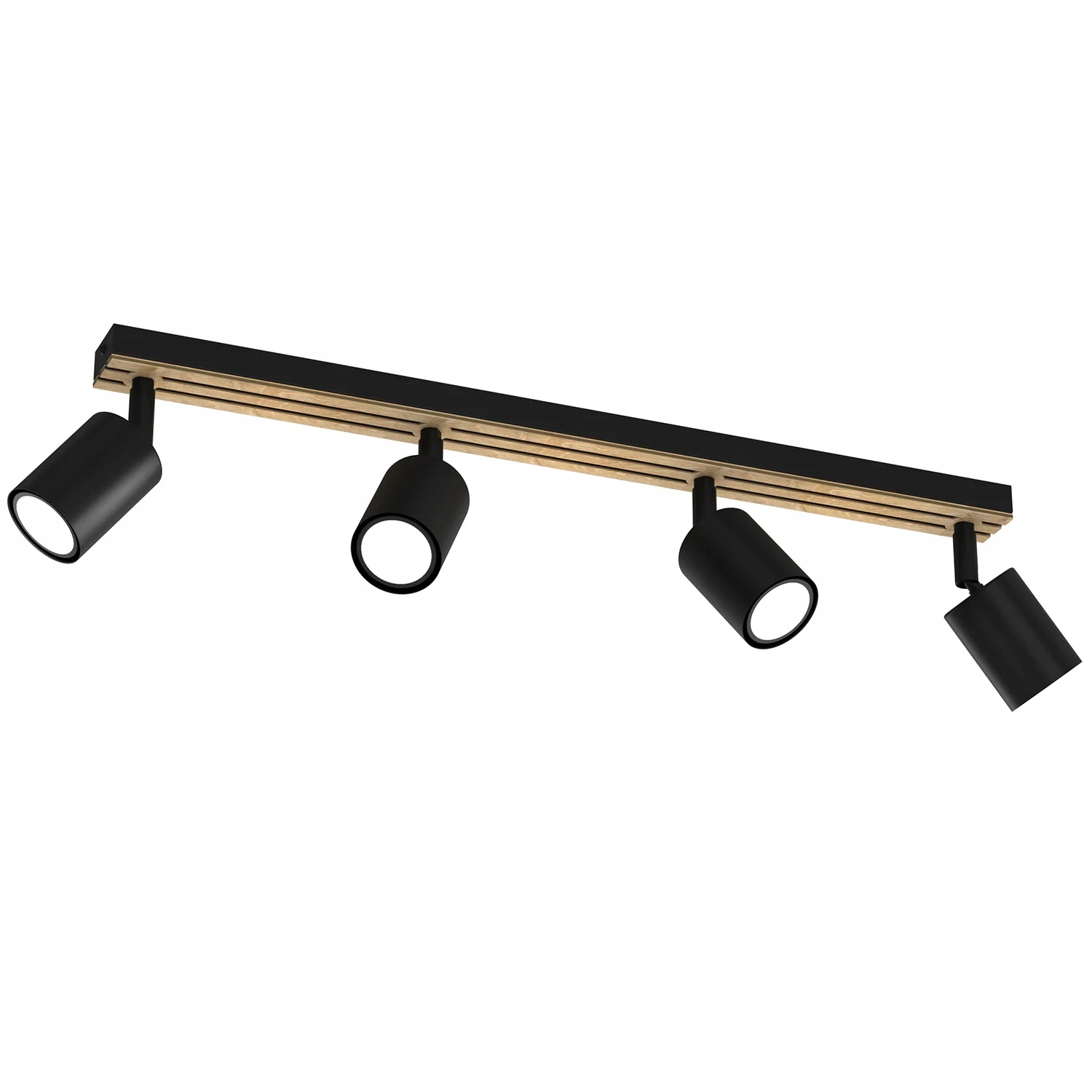 Stropný reflektor čierny, drevený, hnedý, 4 body 60 cm Luminex