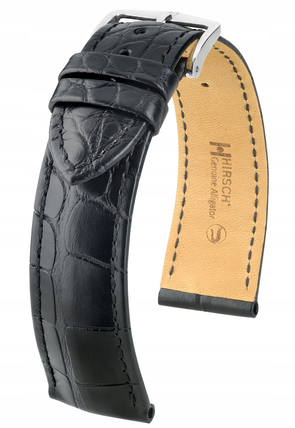 Černý Řemínek Na Hodinky Z Aligatorové Kůže Hirsch Prestige L 18 mm