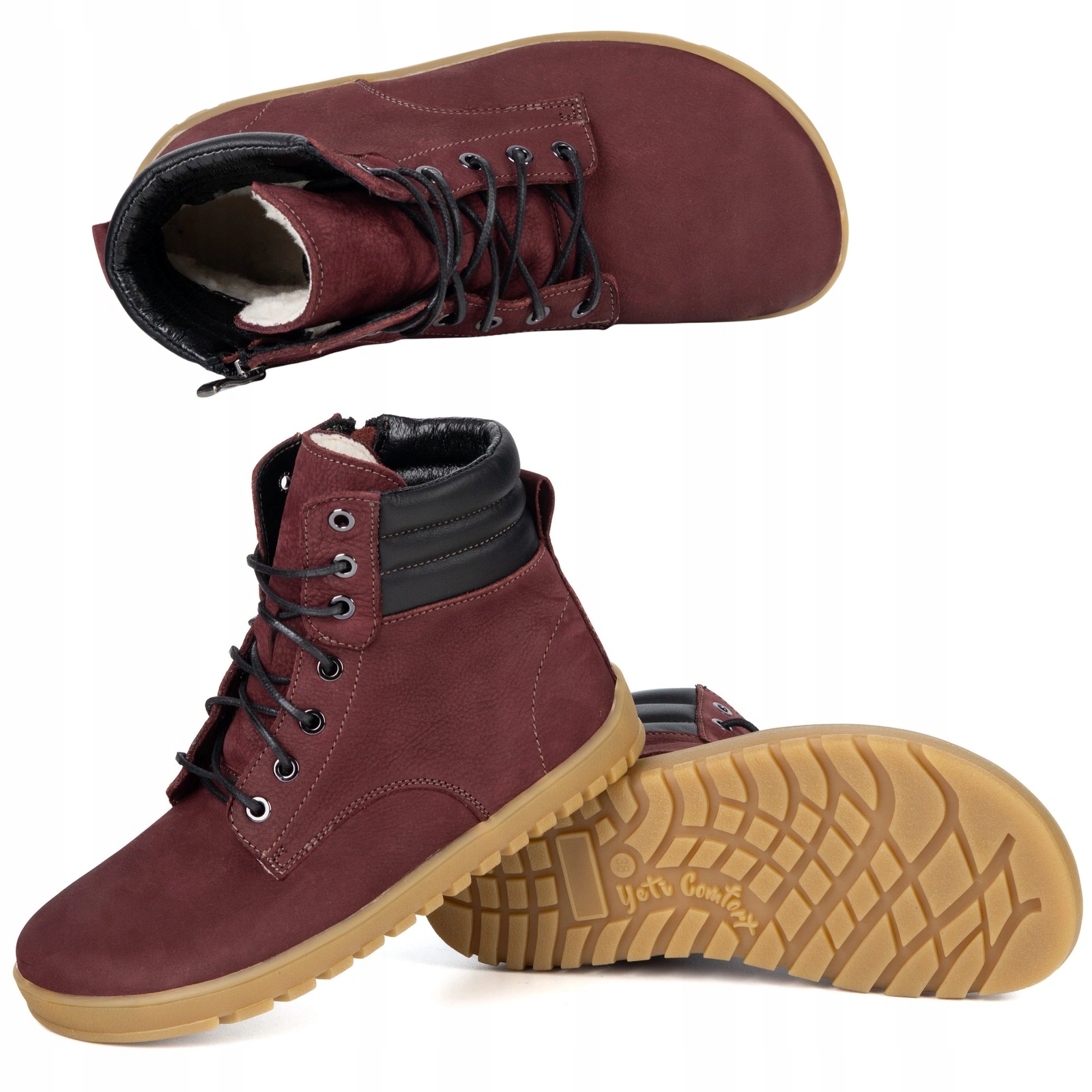 Dámské kotníkové boty Barefoot kožené 1796/2 Pol vínové 37