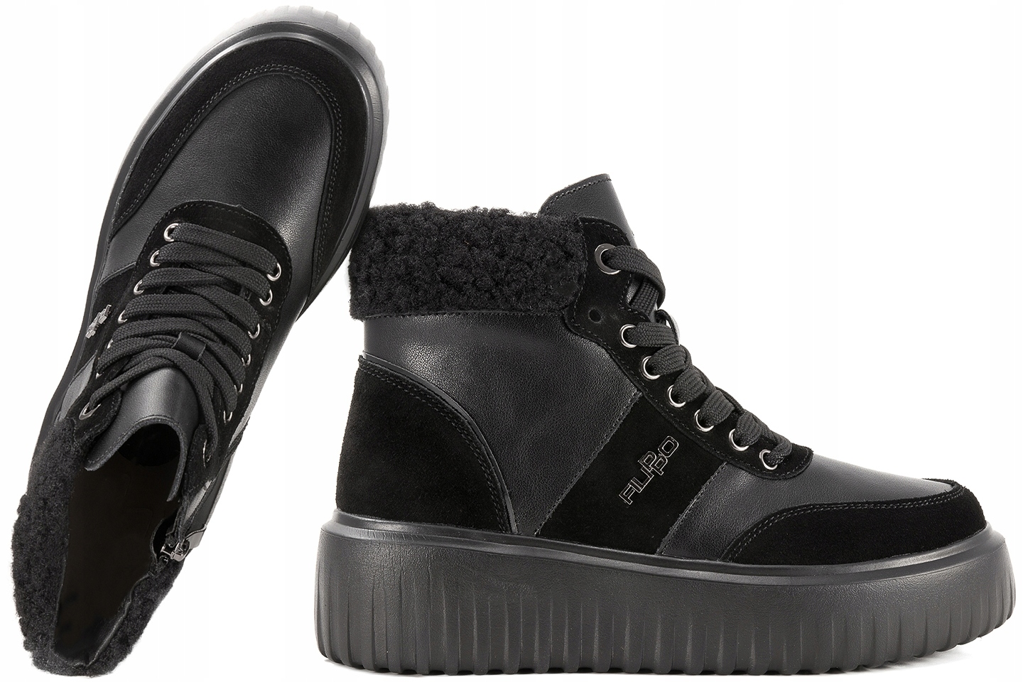 Filippo DBT6429/24 Kotníkové Boty Zateplené Zimní Boty Platforma Kůže Pu 39