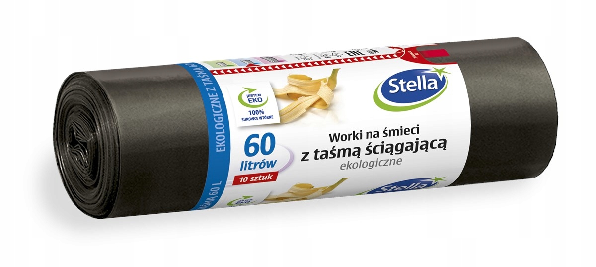 

Worki na śmieci z taśmą 60L 10szt ekologiczne
