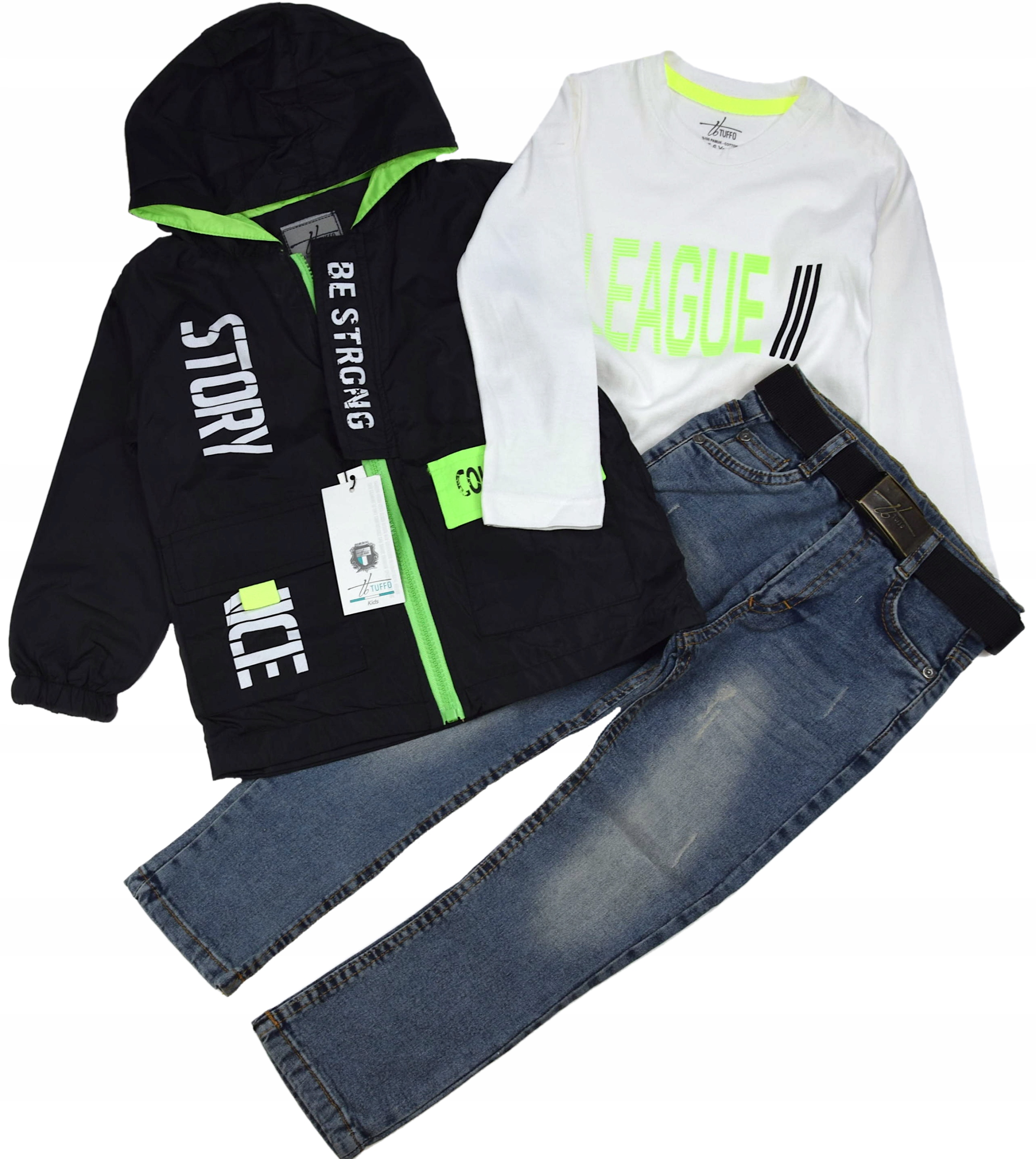 

Komplet Spodnie Jeans Bluzeczka Kurtka 116/122