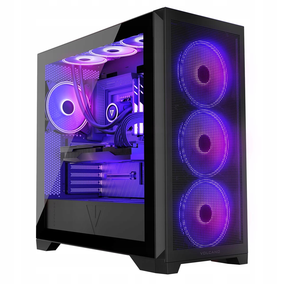 Herní počítačová skříň Volcano Expanse S Argb MIDI Tower černá Atx