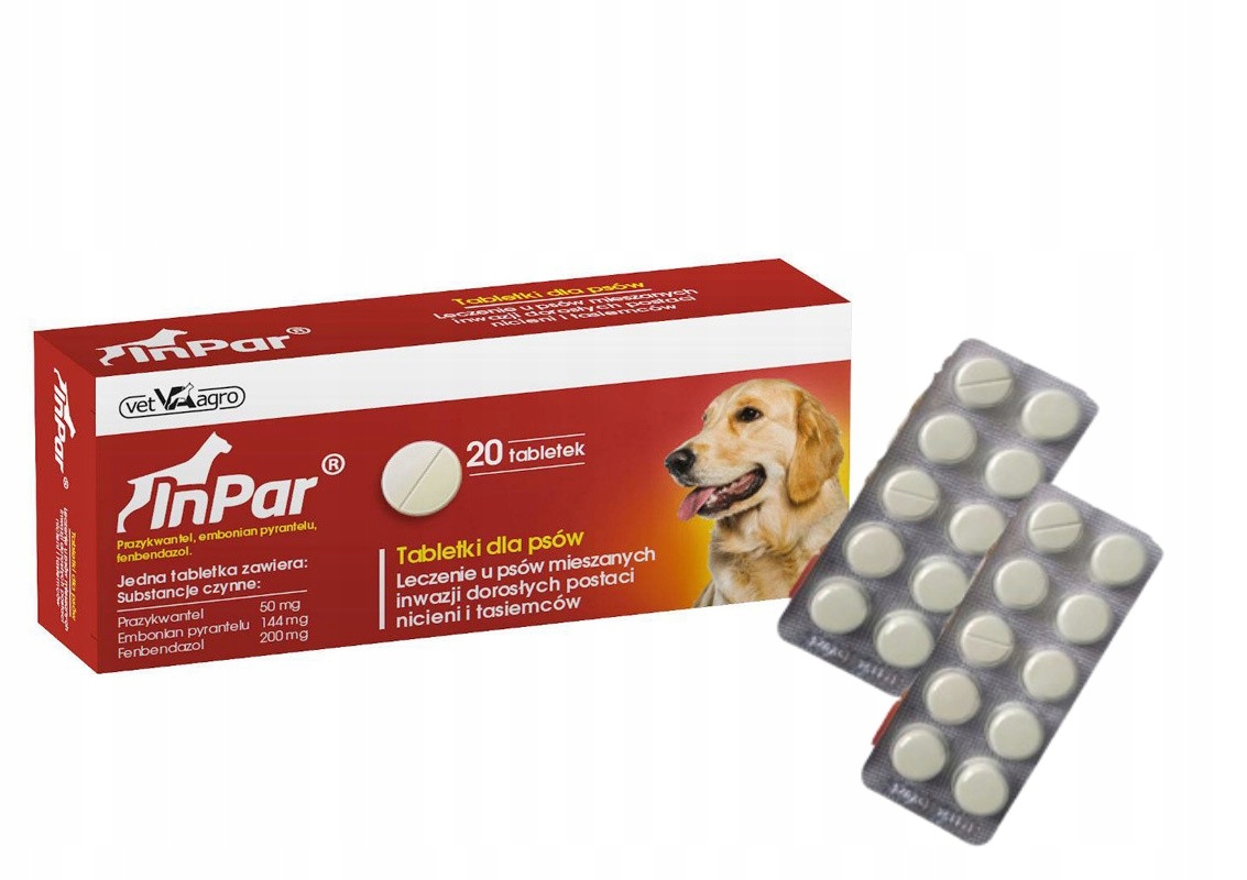 Inpar tabletka Tabletki na odrobaczenie pasożyty dla psa zestaw 20 sztuk