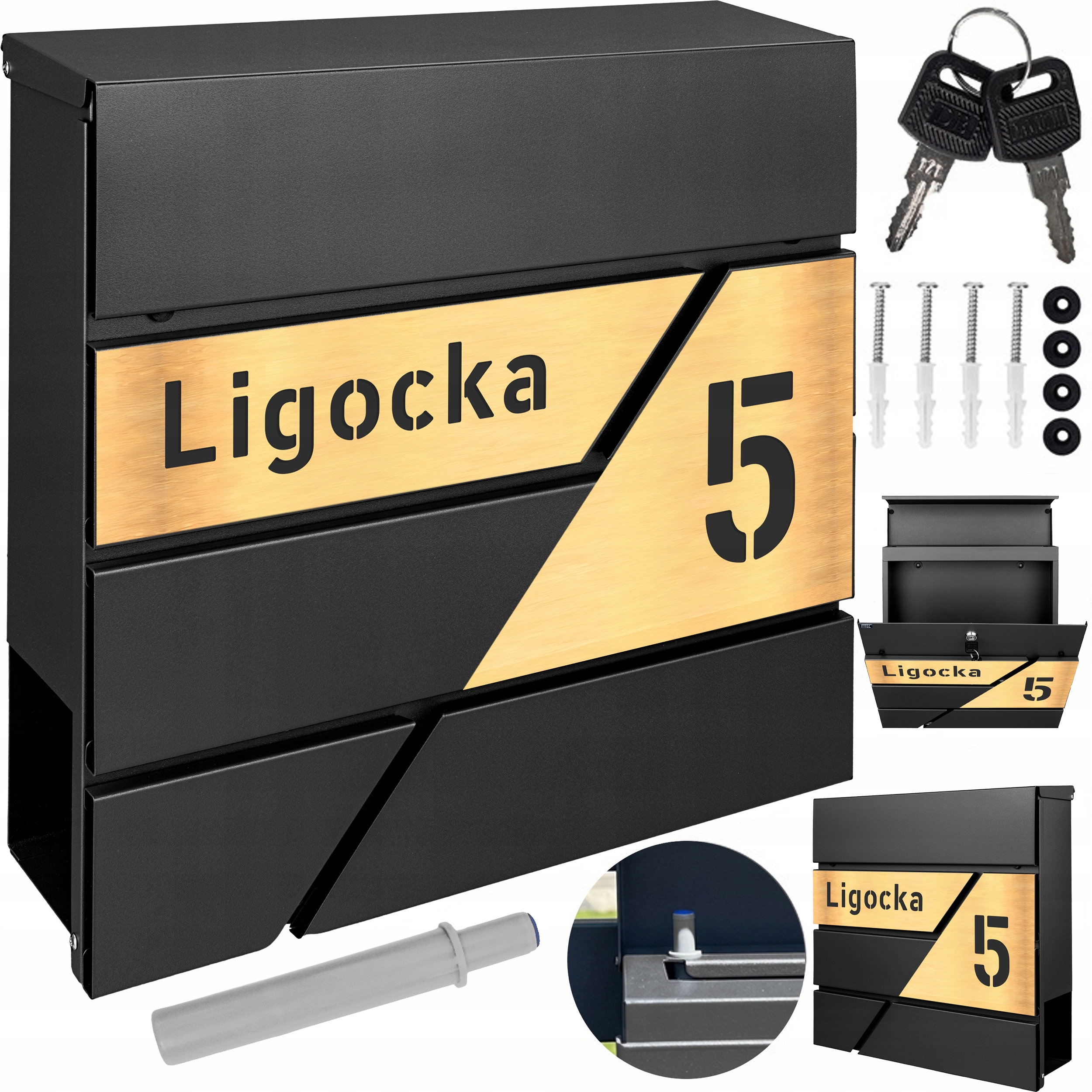 Antracitová Poštovní Schránka Modern Na Dopisy S Laminátem, Velká Adresa