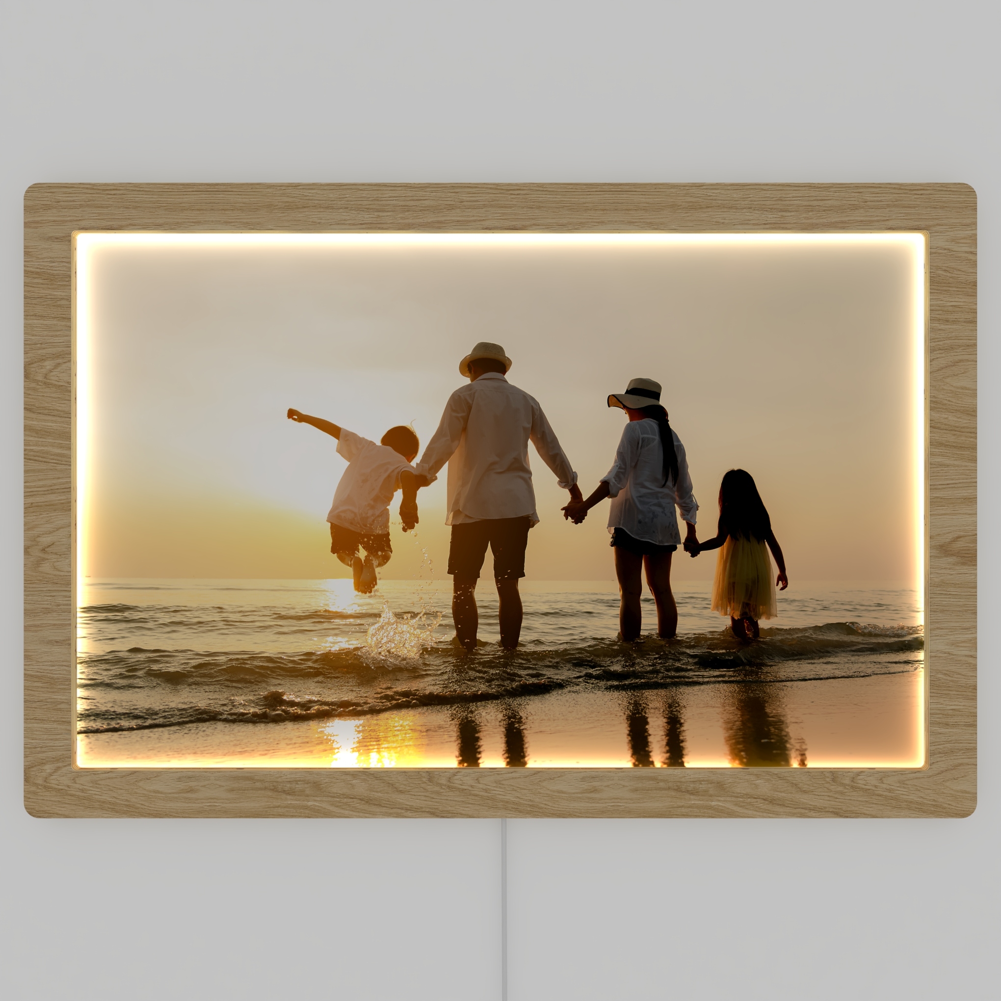 PODŚWIETLANY OBRAZ ZDJĘCIE LED PODŚWIETLANA RAMKA DREWNIANA LED Szerokość produktu 30 cm