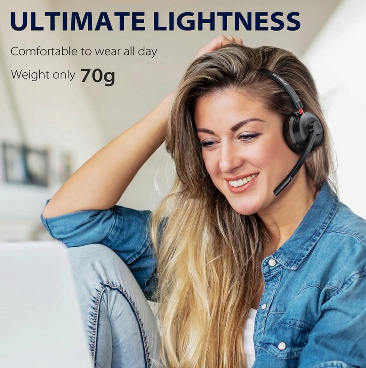 SŁUCHAWKI BEZPRZEWODOWE TRIBIT MIKROFON LEKKIE BT Kolor dominujący czarny