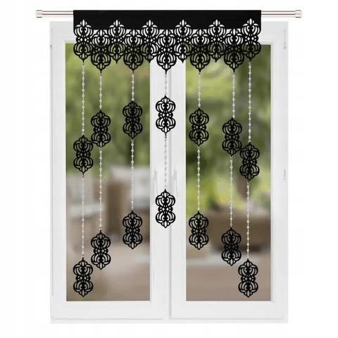 Dekorativní ažurový panel 100x135 Černý s krystaly a přívěsky L646