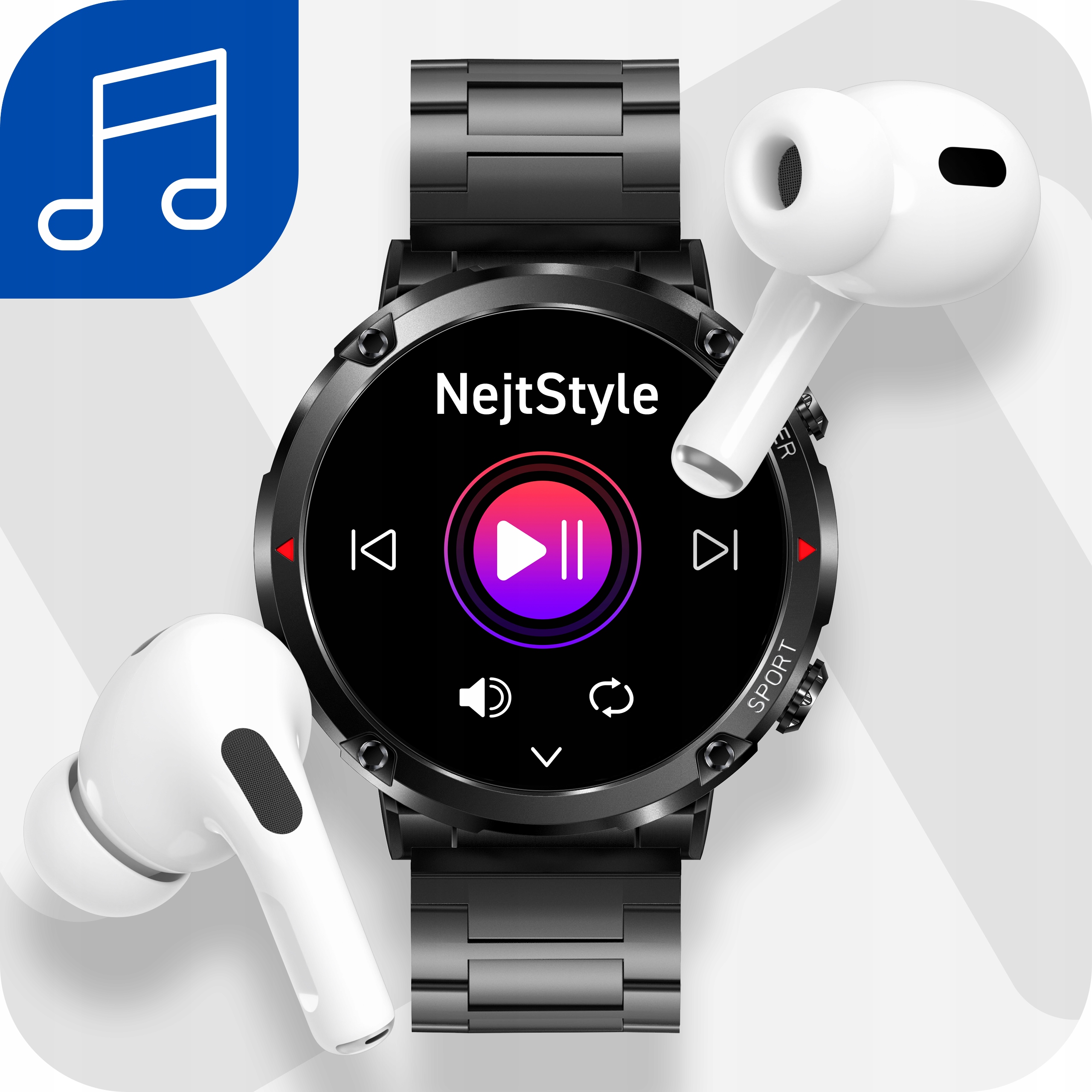 ZEGAREK SMARTWATCH MĘSKI 400x400 ROZMOWY DUŻA BATERIA 600 MAH MENU PL Typ naręczny