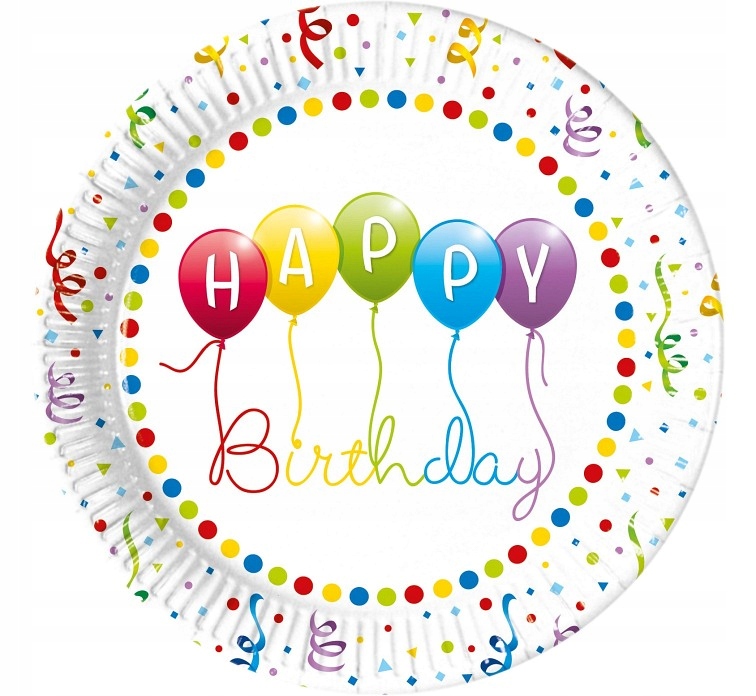 

Talerzyki papierowe Happy Birthday Streamers 8 szt