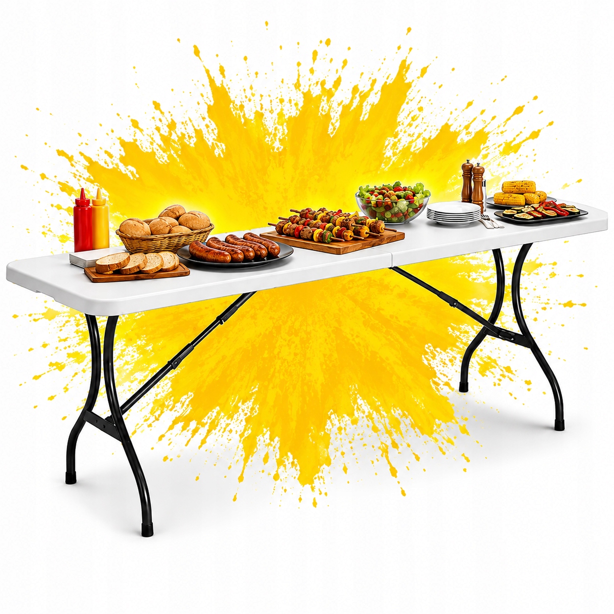 Stół Cateringowy Ogrodowy Bankietowy 240x70 Cm Składany W Walizkę