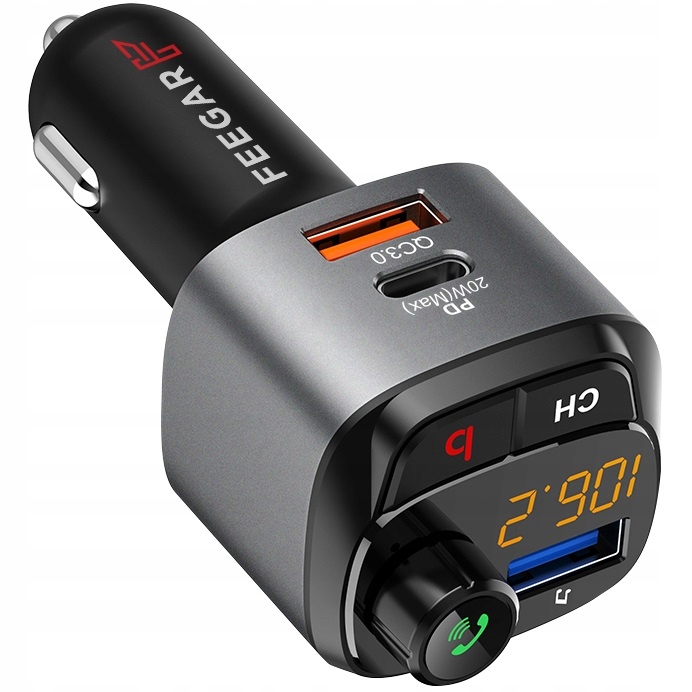 Feegar Fm Transmiter Bluetooth Handsfree Sada s Nabíječkou Qc 3.0 a Audio
