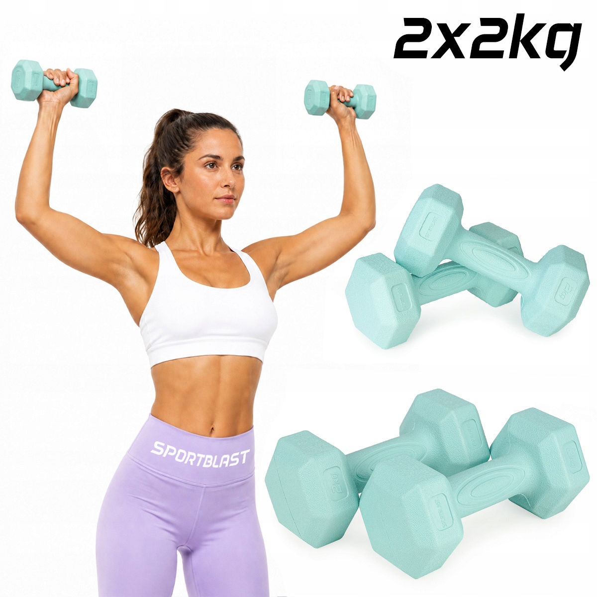Hantle 2x2kg hantelki Ciężarki Zestaw Hantli Bitumiczne do ćwiczeń 4kg