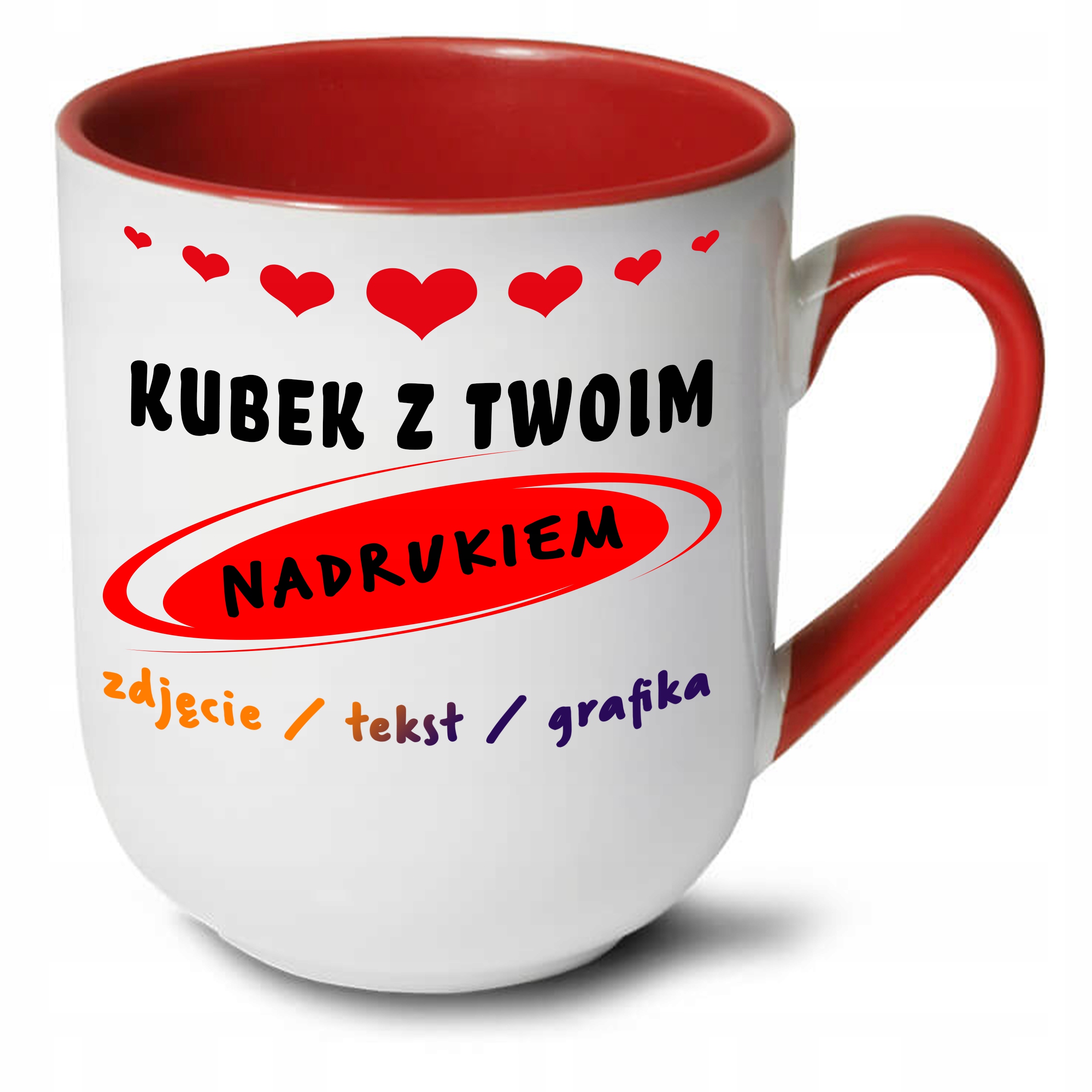 

Kubek filiżanka z nadrukiem własne zdjęcie czerwo.