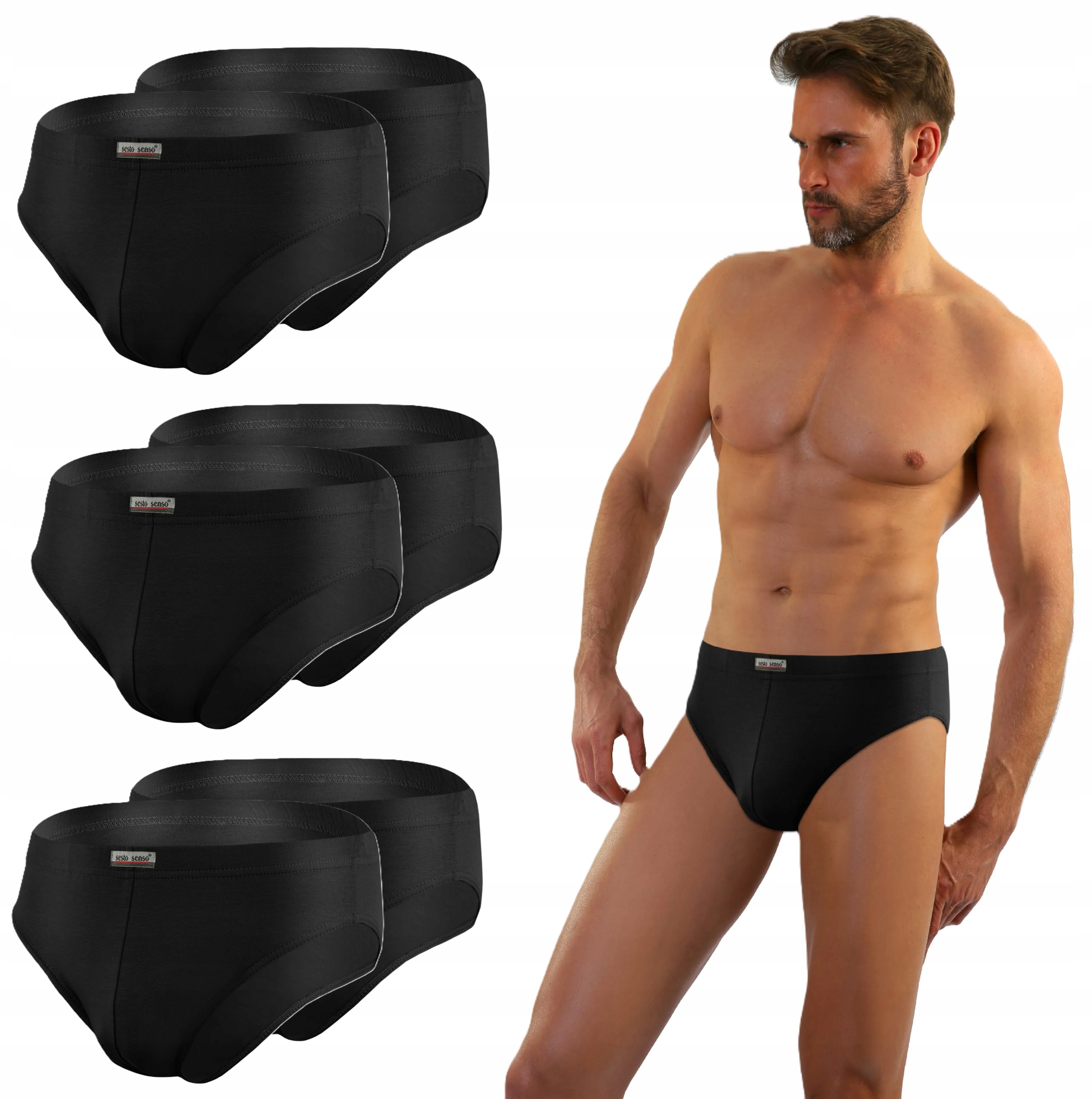 Sesto Senso 6-pack pánské slipy SM01 tvarované bavlněné černé S