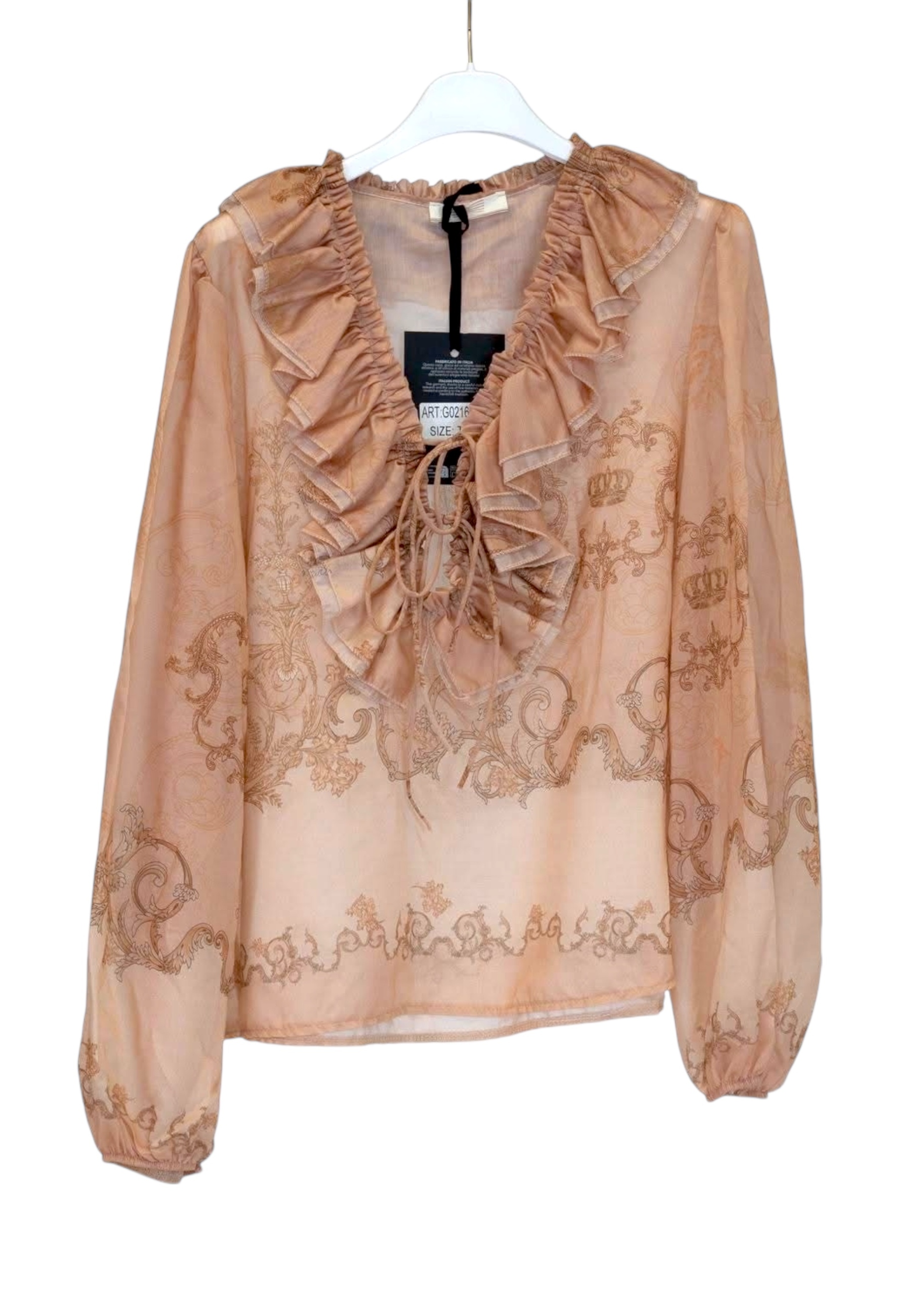 Mihos Zwiewna bluzka z falbaną beżowy