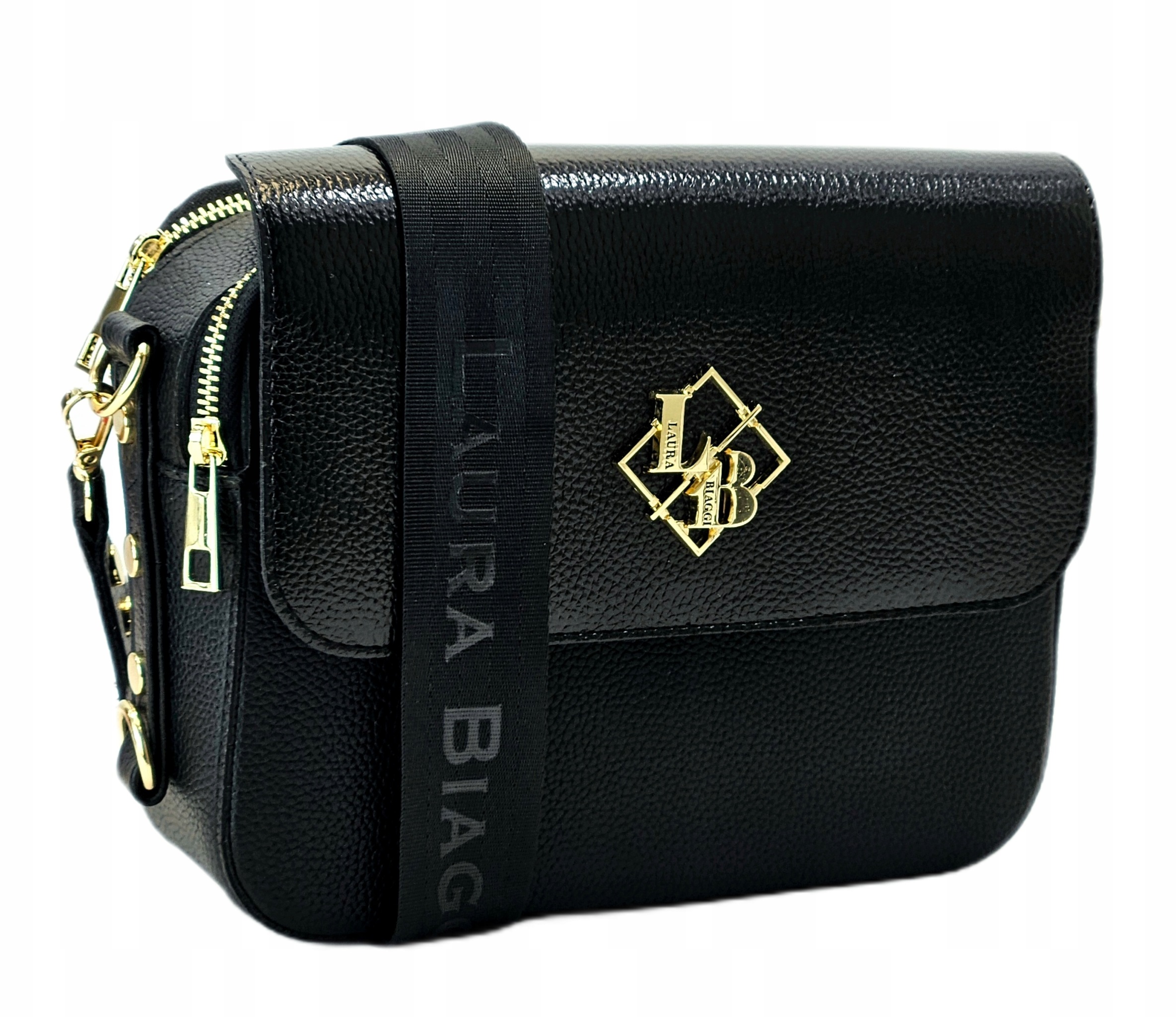 Laura Biaggi Polská Kabelka Přes Rameno Kožená Kufřík Černá