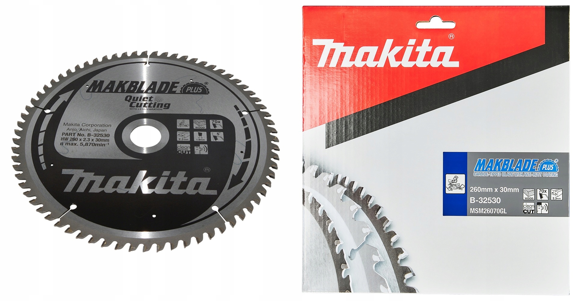Makita B-32530 Řezací Kotouč Makblade Plus Na Dřevo 260x30 mm 70Z x 2,3 mm