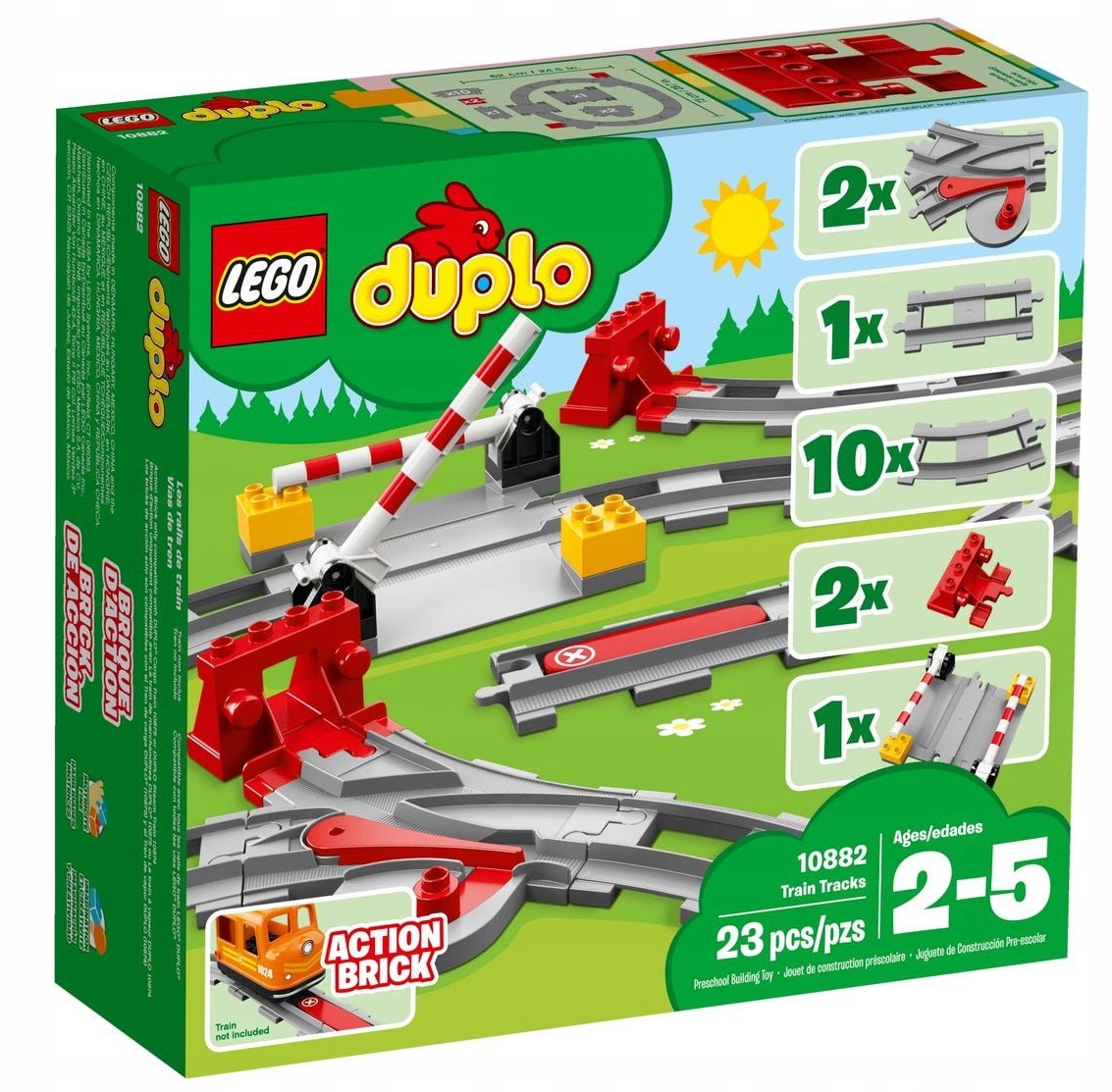 Lego Duplo 10882 Tory kolejowe zwrotnice przejazd szlaban bocznica
