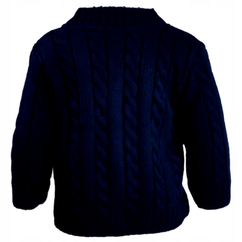 Sweter warkocz granatowy gładki rozpinany guziki chrztu chłopca 74 Marka Inna marka