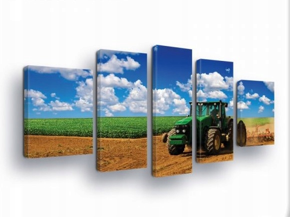 Obraz 170x100 Traktor na poli vidiecka krajina jar leto obloha mraky
