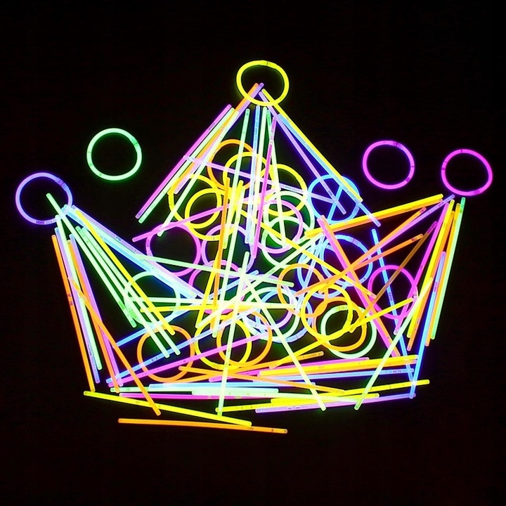 ZESTAW 200 SZTUK OPASKI FLUORESCENCYJNE XXL 4 x 50 PATYCZKI BRANSOLETKI Materiał Plastik