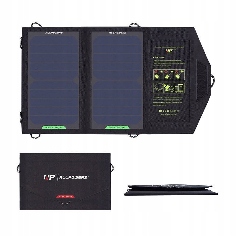 ALLPOWERS PRZENOŚNY PANEL FOTOWOLTAICZNY TURYSTYCZNY SOLAR 10W + KABEL USB