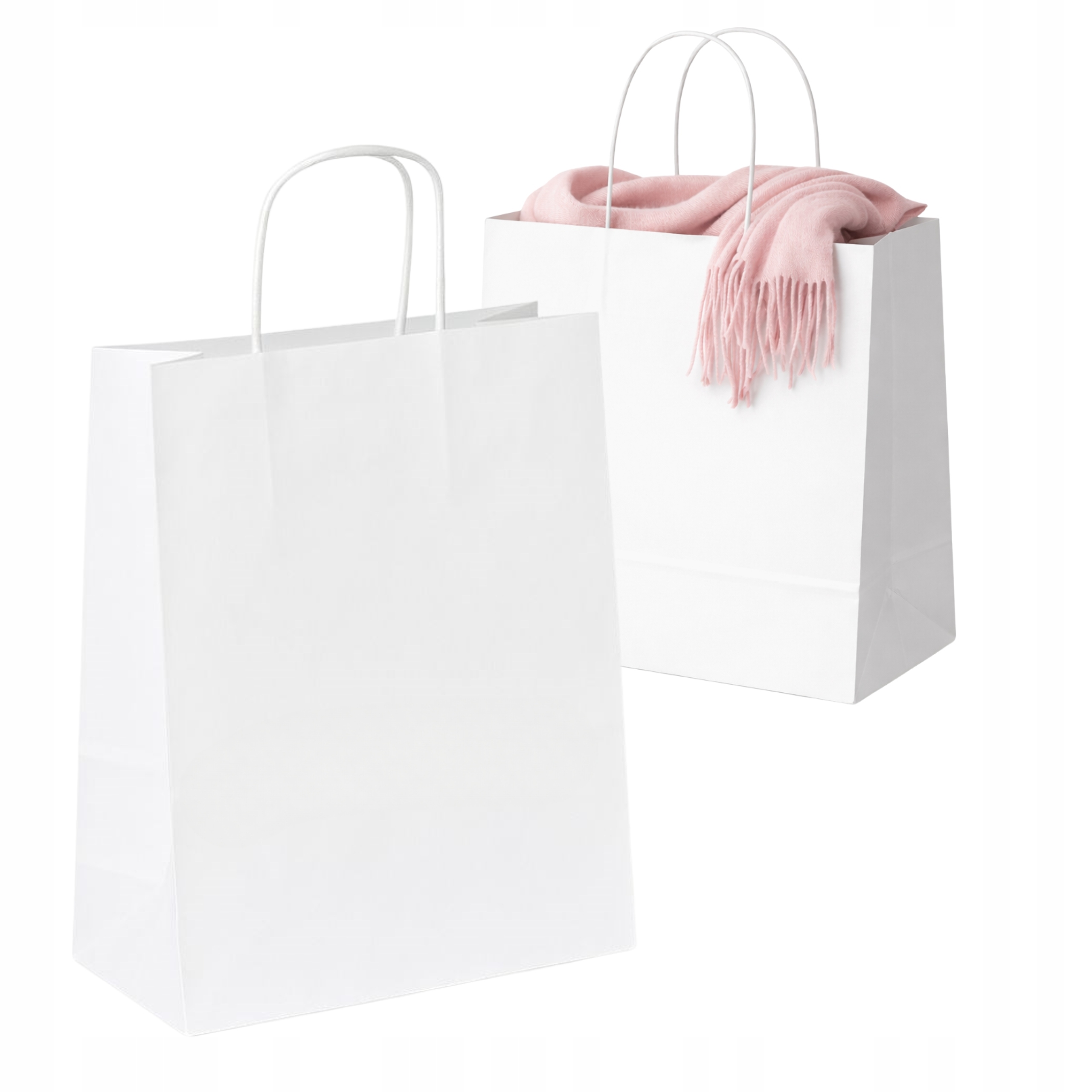 Torba Papierowa 240x100x320 Eko Torby Białe Zakupowe 24x10x32 100szt