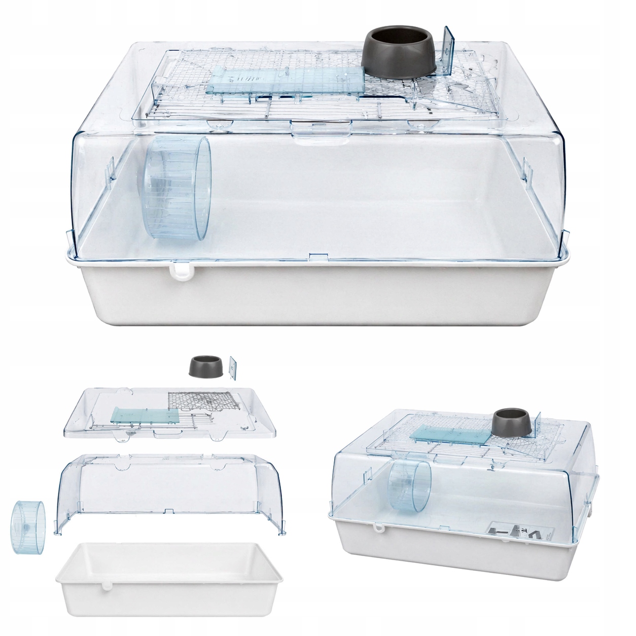 Klatka Dla Chomika 50 CM Habitatarium Z Wyposażeniem Transparentna