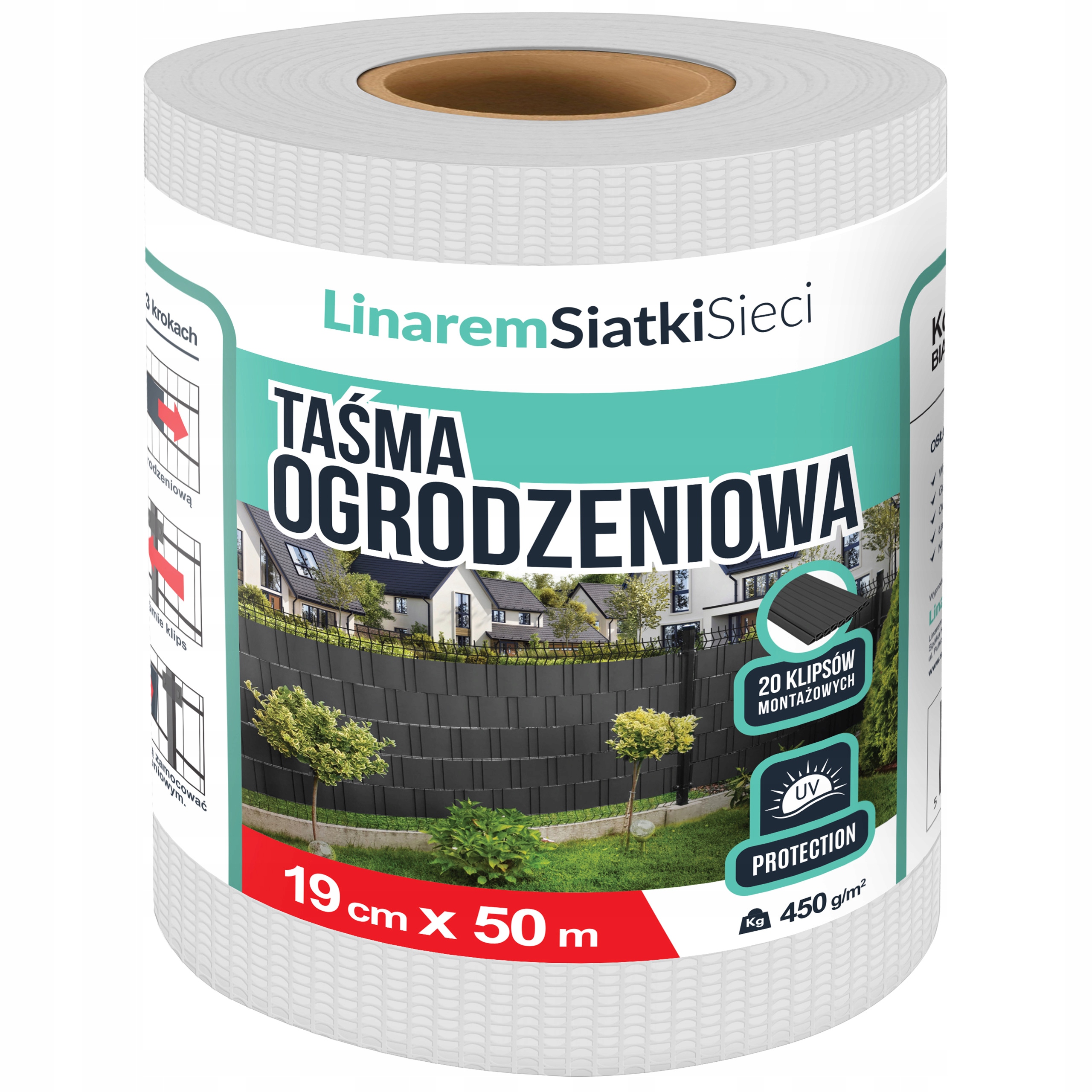 Taśma Ogrodzeniowa Kolor Biały 19cmx50m +uv Osłona Na Ogrodzenia Panelowe