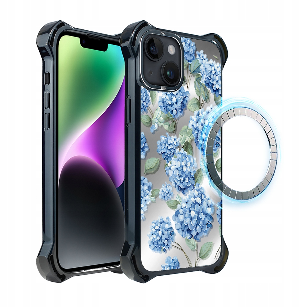 Pouzdro pro iPhone 14 Plus Ibizu DropGuard Ultra s MagSafe, safírová hortenzie