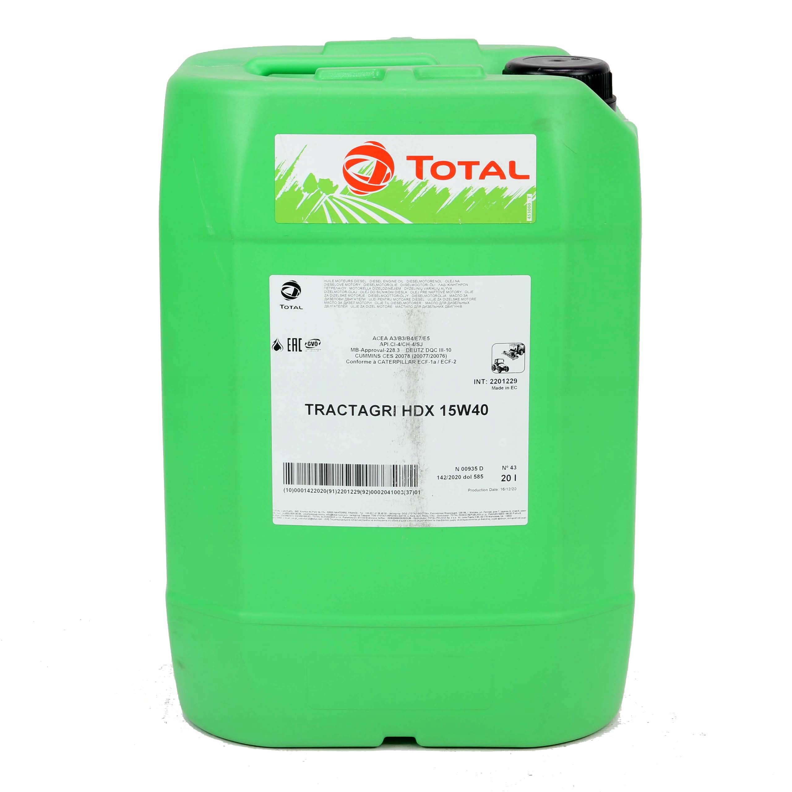 TOTAL TRACTAGRI HDX 15W/40 20L