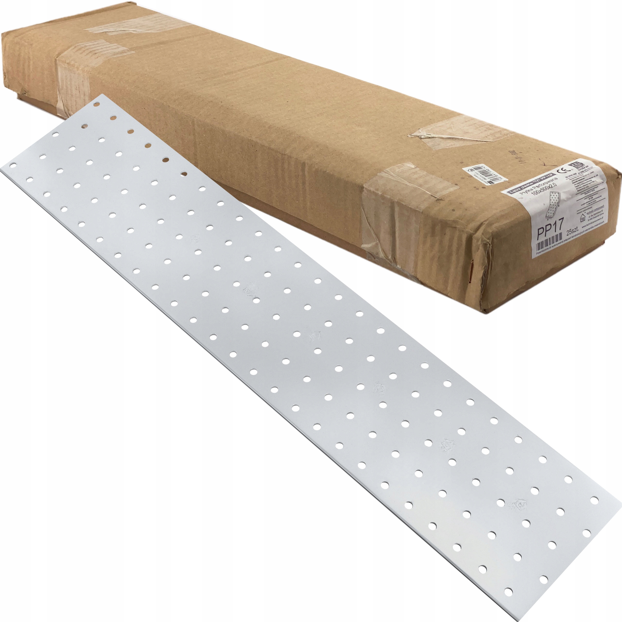 Perforované dlaždice 100x500 x 2mm 25 ks. Ploché tesárske spojky PP17