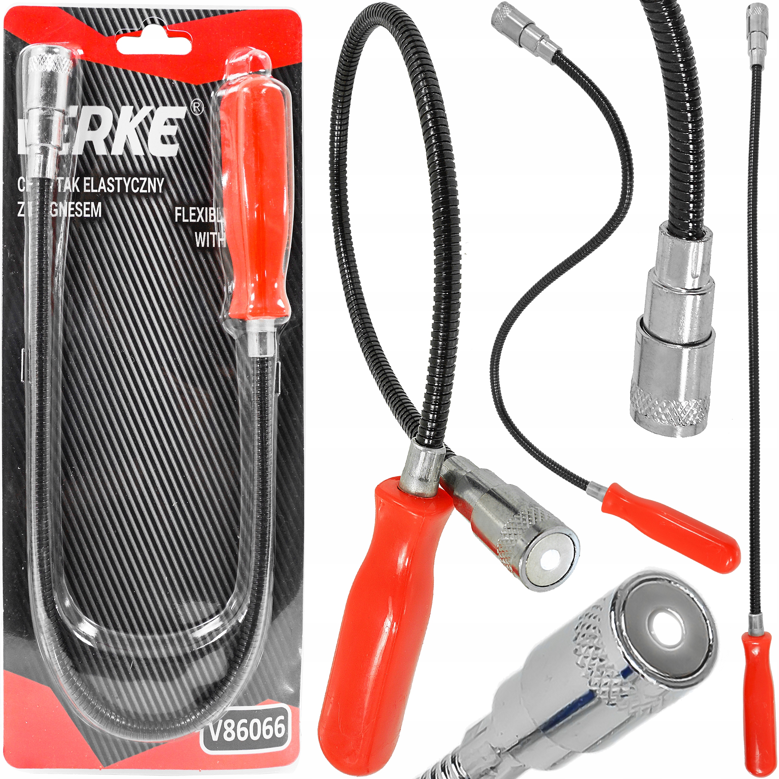 CHWYTAK ELASTYCZNY MAGNETYCZNY GIĘTKI LATARKĄ LED