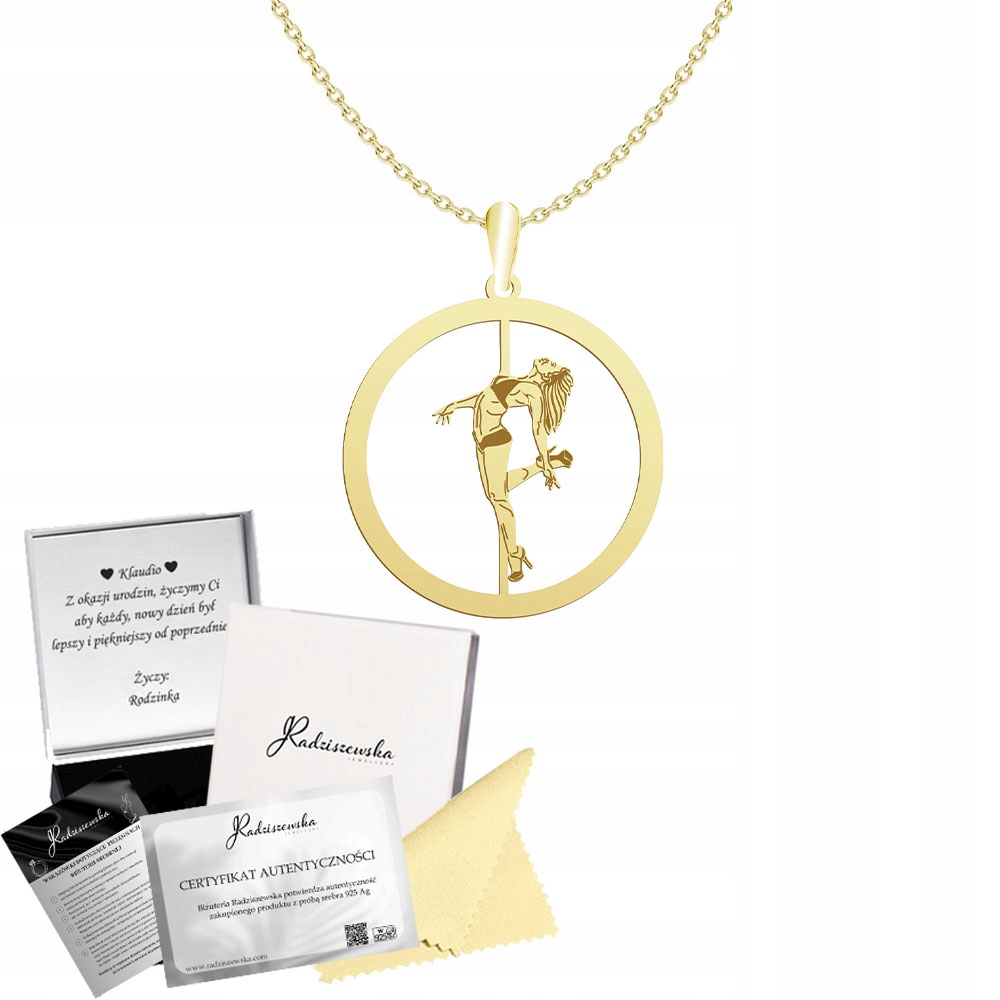 Zlatý náhrdelník Pole Dance Stříbro 925 Gravírování Věnování Šperky Dárek