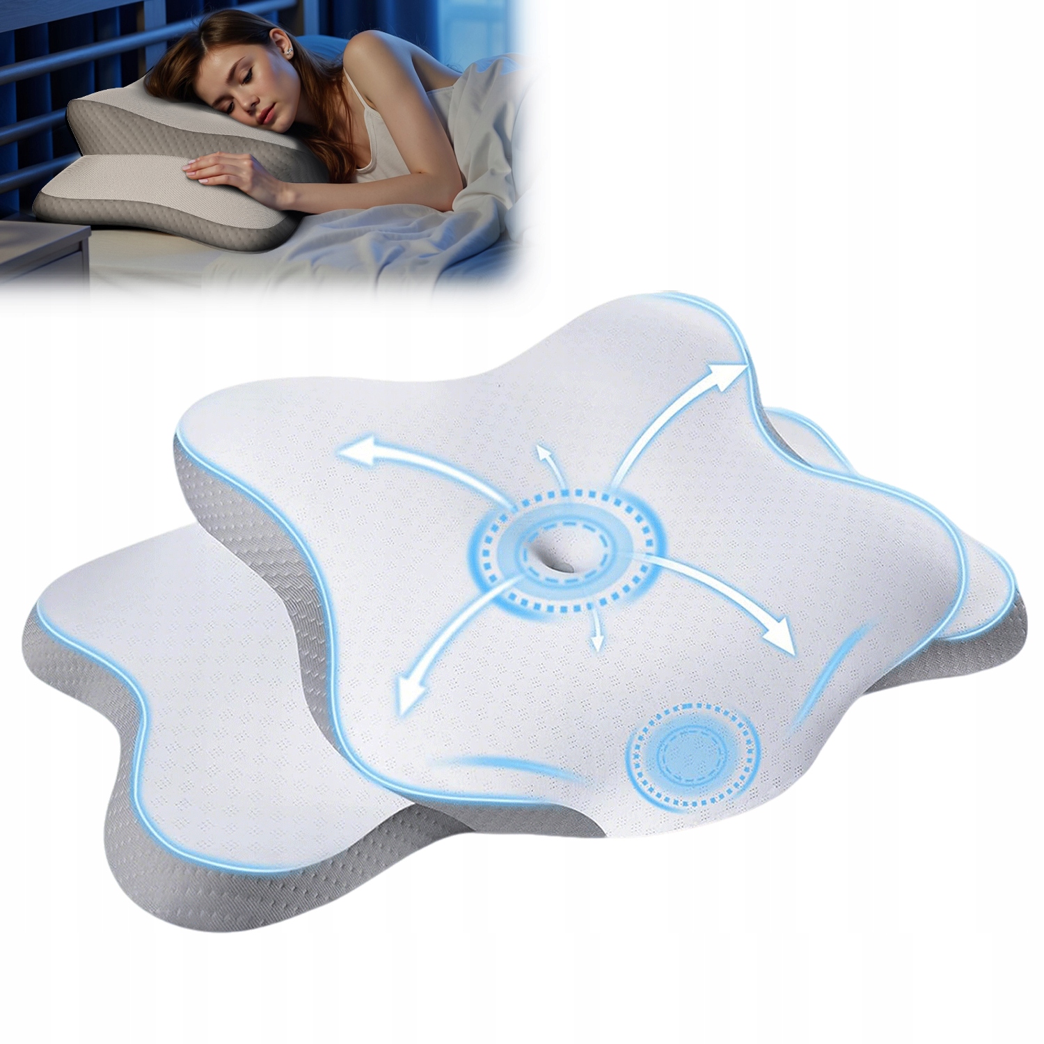 Poduszka Ortopedyczna Ergonomiczna Pianki Memory Profilowana Pod Kark Szyję