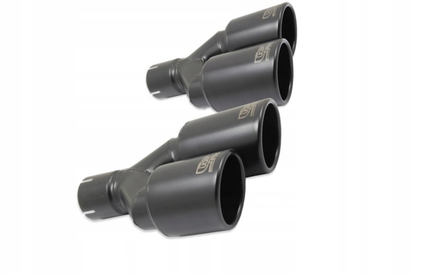 Końcówka tłumika podwójna okrągła 90mm CZARNA