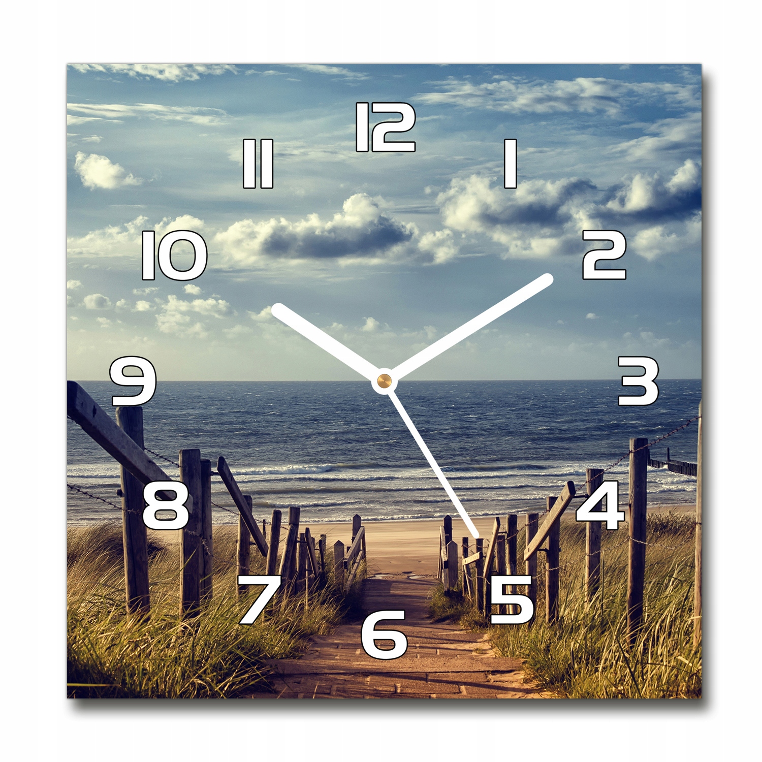 

Zegar szklany kwadratowy Ścieżka na plażę 30x30 cm
