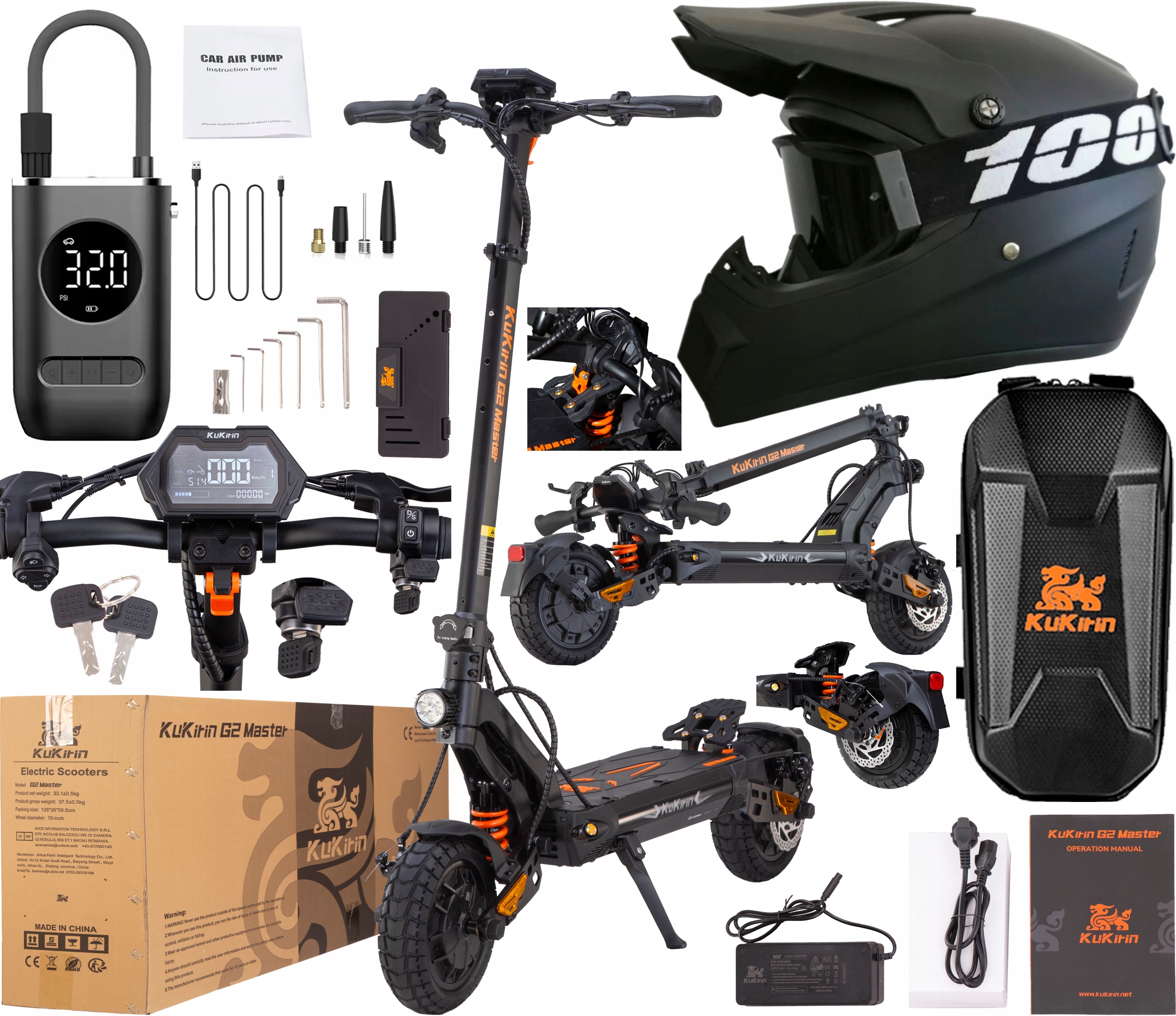 KuKirin G2 Master Elektrická vozidla 2000W 52V 20,8AH 60KM/H 10" Dárek