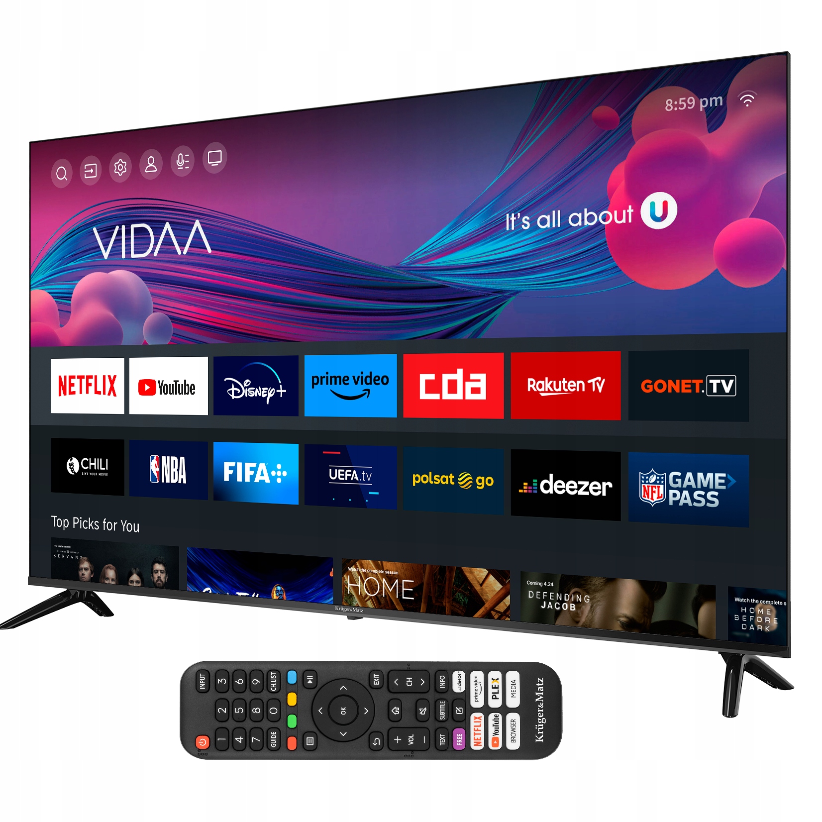Telewizor 65'' Kruger&Matz UHD smart DVB-T2/S2 H.265 HEVC 4K + KABEL HDMI