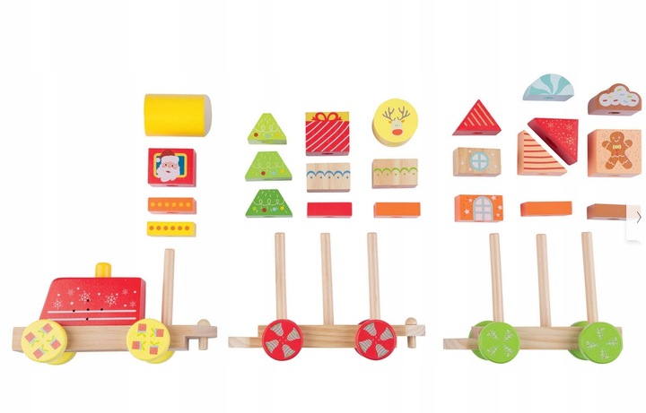 Drewniana Kolejka Pociąg z klockami 18m + Kod producenta 80007