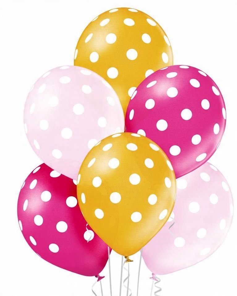 

Balony kropki różowo białe metalizowane 6szt