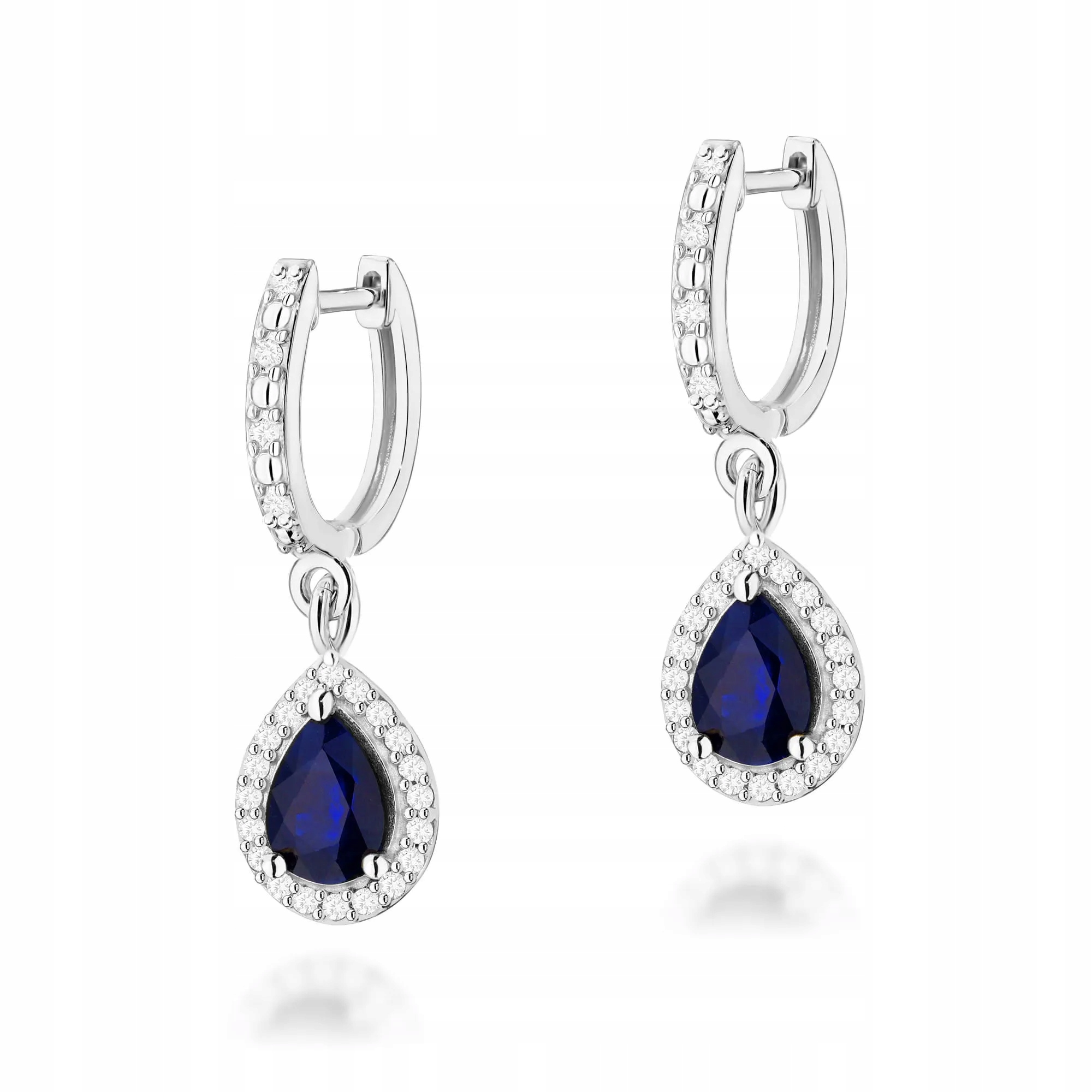 Złote kolczyki Szafir 2 x 0,60ct białe złoto pr. 585