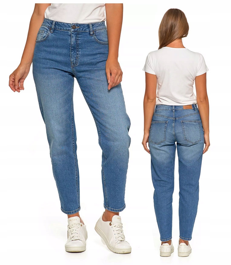 Moraj Spodnie Jeansy Damskie Mom Fit Z Wysokim Stanem Jasny Niebieski 36