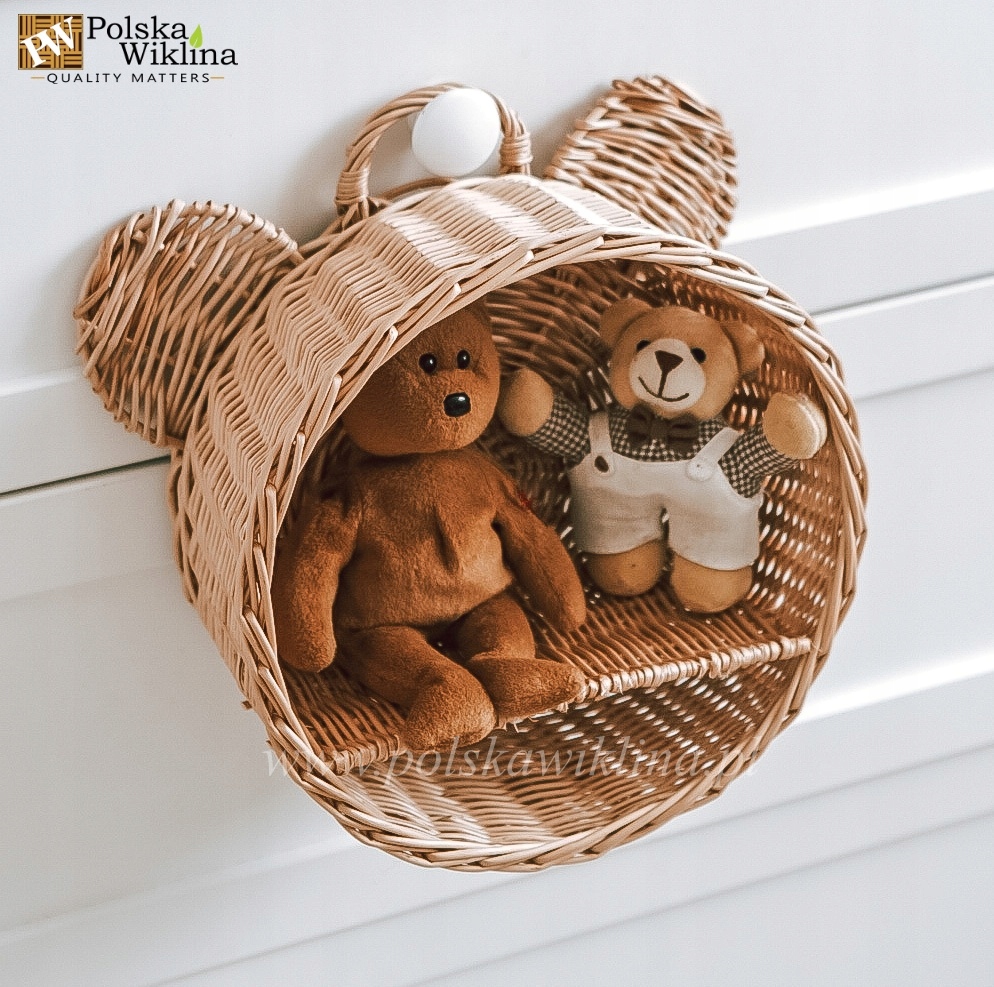 PÓŁKA WIKLINOWA MIŚ ŚCIENNA KOSZYK NATURALNY Marka Polska Wiklina