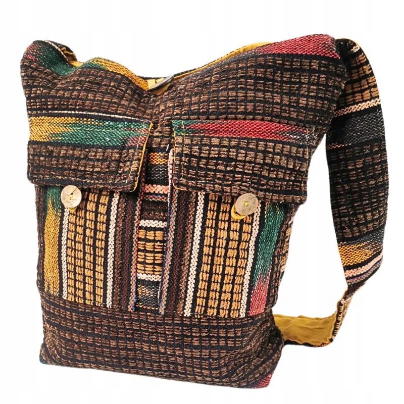 Torebka duża torba na ramię brązowa boho bawełna Indie