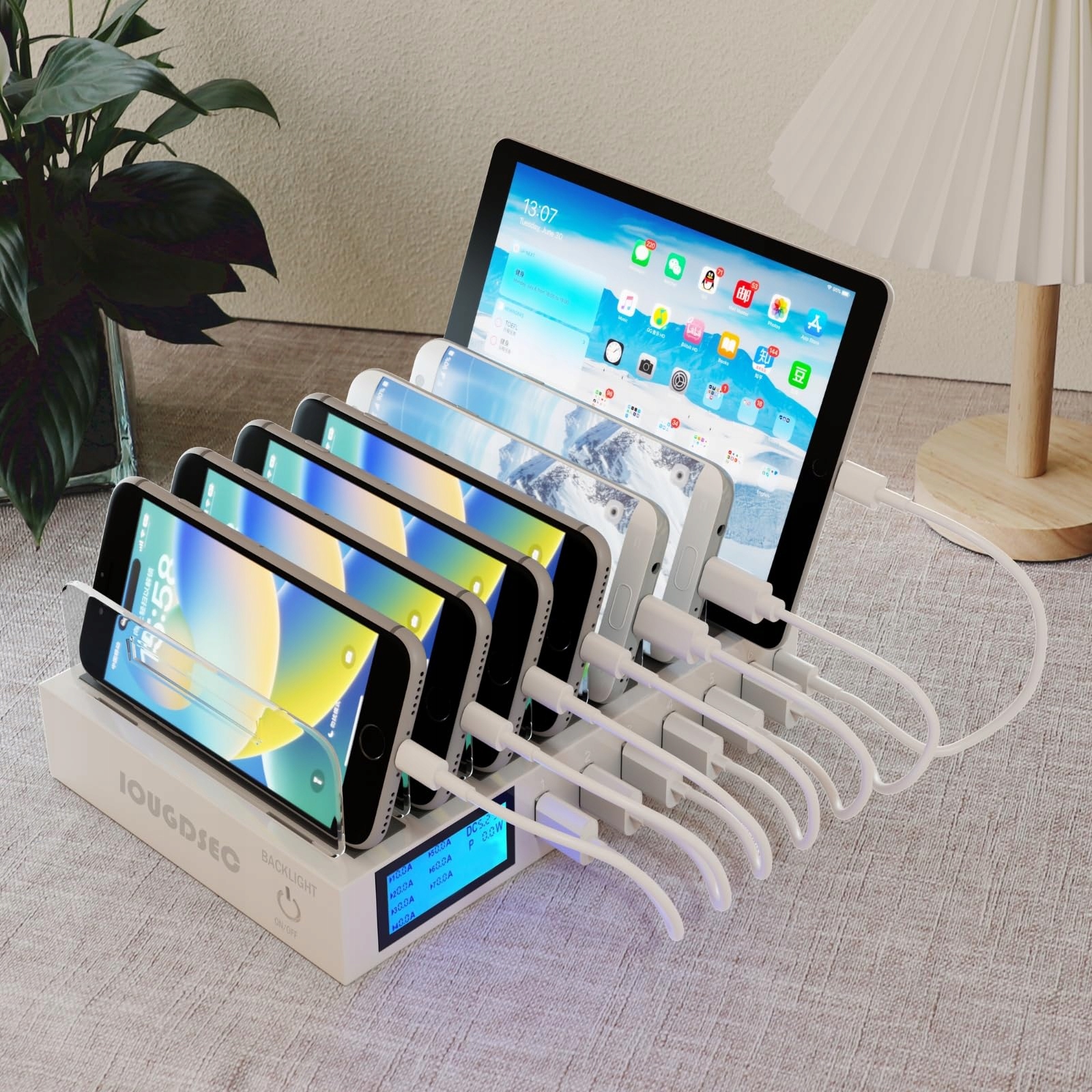 Stacja ładująca z przełącznikiem, szybka ładowarka QC3.0, 7 portów USB — miniatura 8