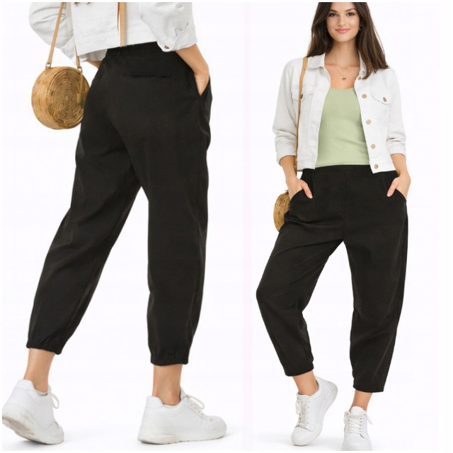 Moda Fresca F725 Casualowe Spodnie typu balloon, guma w pasie